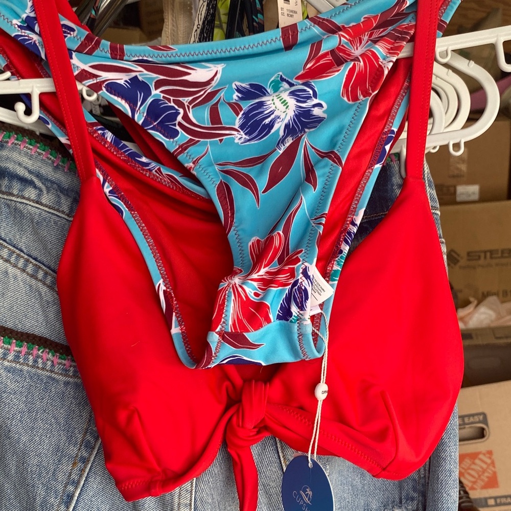 Cupshe Red and Blue Floral Bikini